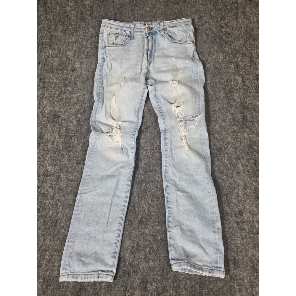 Mens Jeans Distressed 31 Guess Light Wash Ripped Slim Stretch Denim Pants